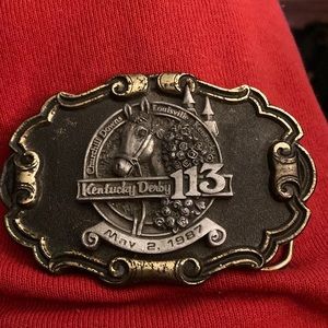 113th Kentucky derby commemorative belt buckle.   May, 2nd 1987
